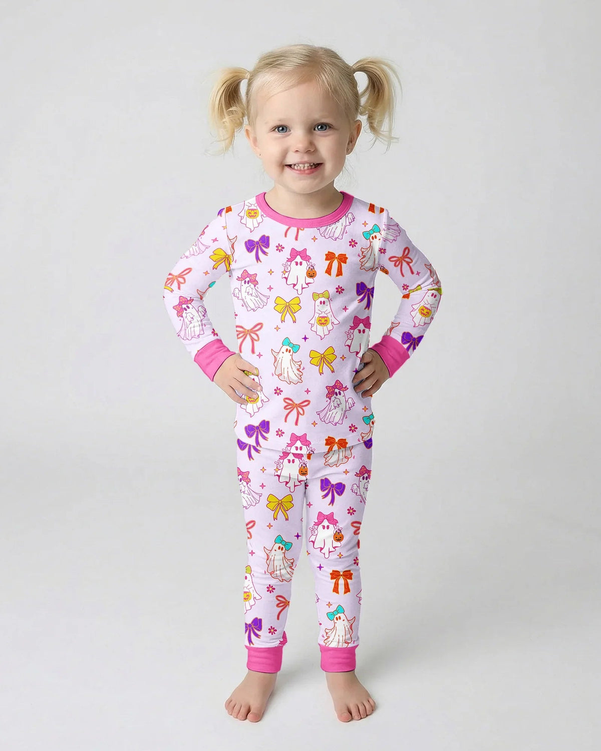Coquette Ghost & Bow Bamboo Two Piece Long Sleeve Pajama Set