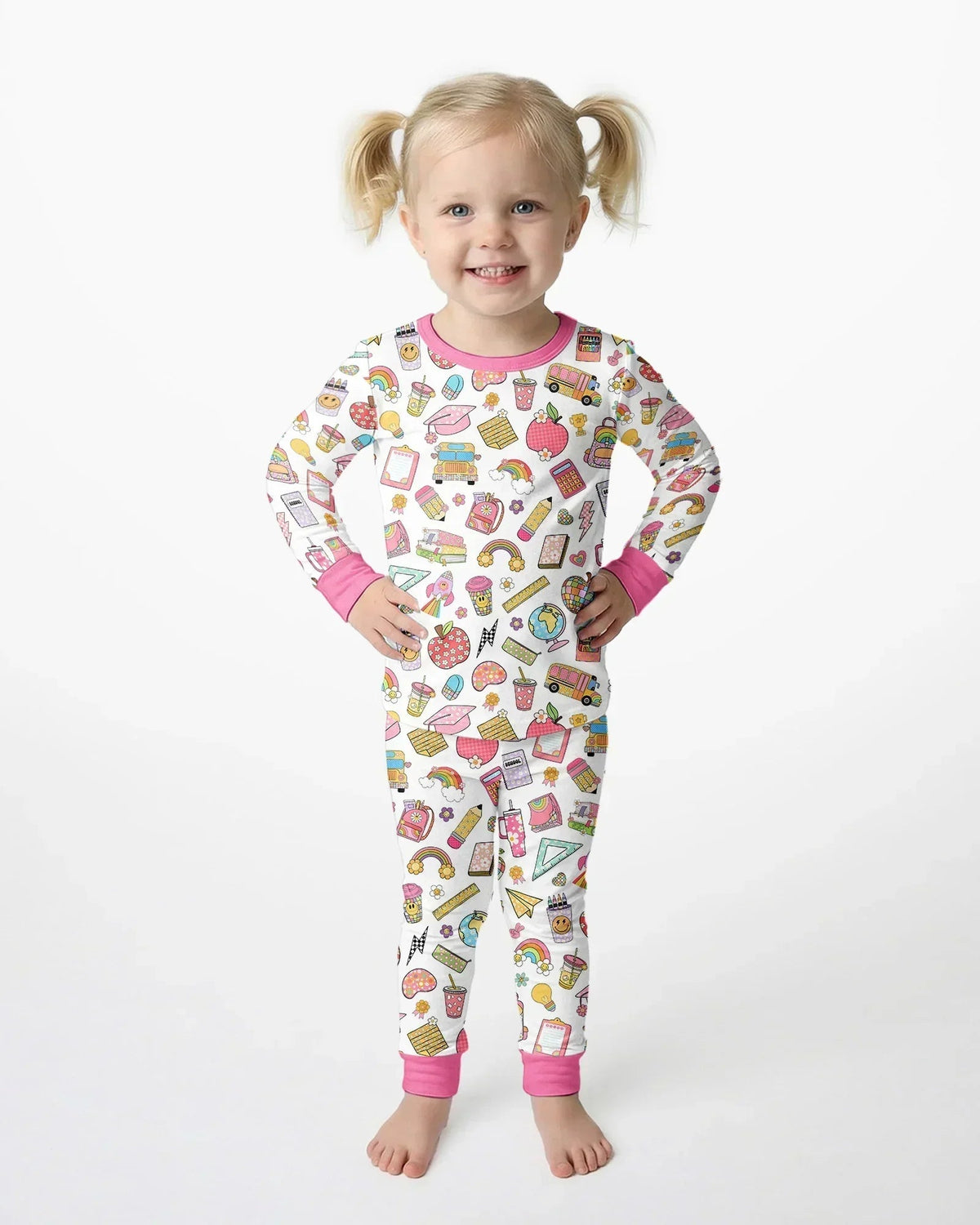 Preppy Back to School Bamboo Two Piece Long Sleeve Pajama Set