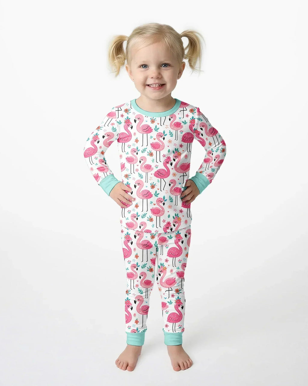 Hello Flamigo Bamboo Two Piece Long Sleeve Pajama Set