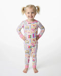 Colorful Doodle School Bamboo Two Piece Long Sleeve Pajama Set