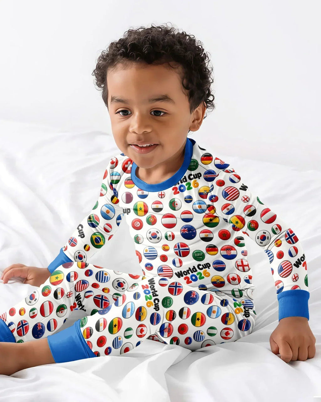 Soccer Cup All Country Balls Bamboo Two Piece Long Sleeve Pajama Set