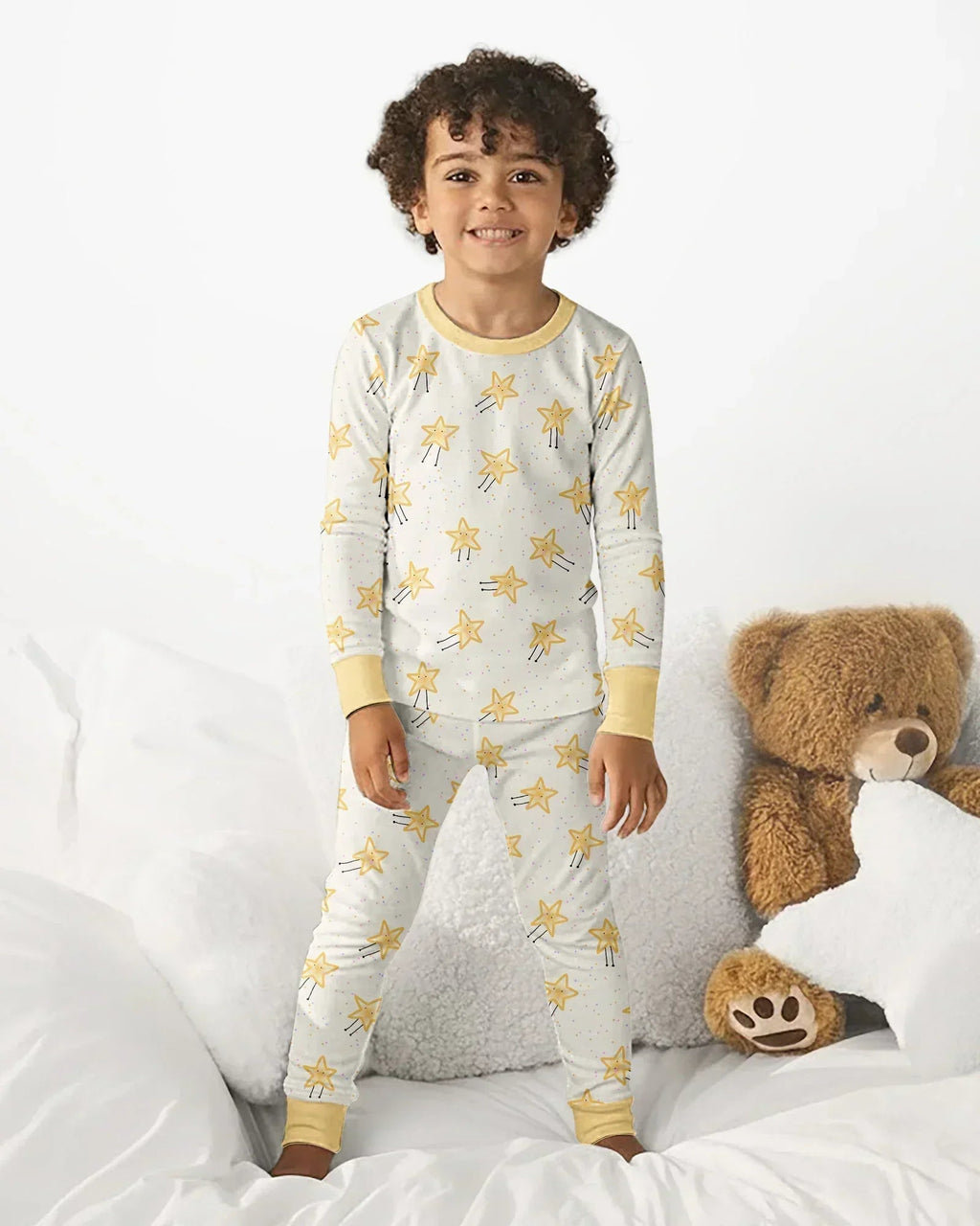 Happy Little Stars Family Matching Bamboo Two Piece Long Sleeve Pajama Set