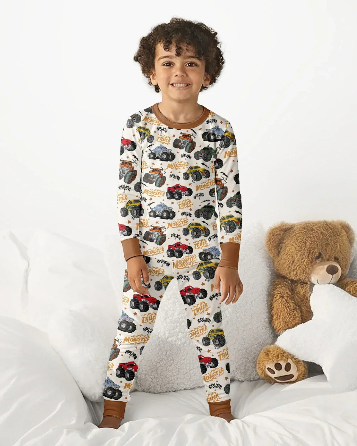 Vroom Vroom Monster Truck Bamboo Two Piece Long Sleeve Pajama Set