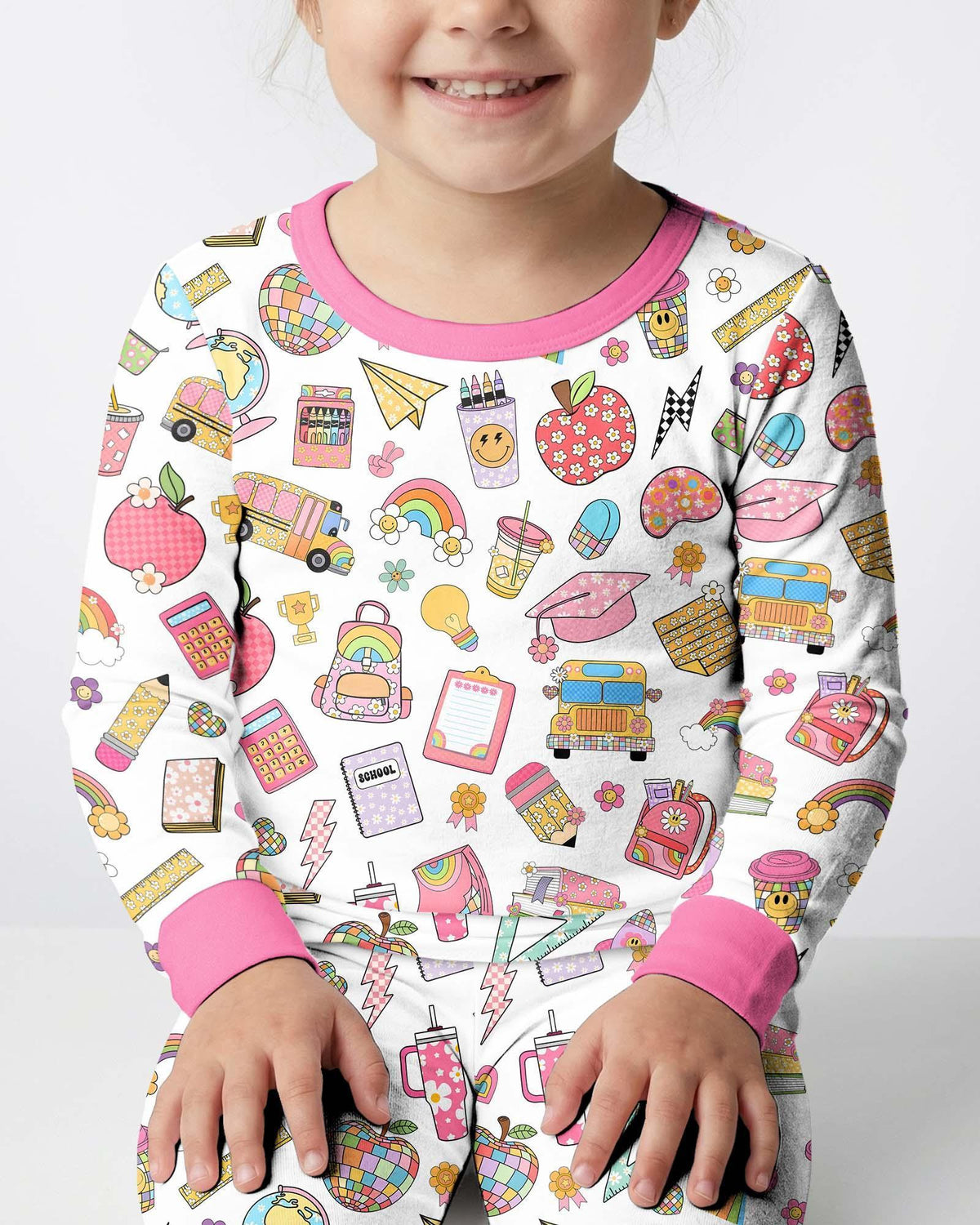 Preppy Back to School Bamboo Two Piece Long Sleeve Pajama Set