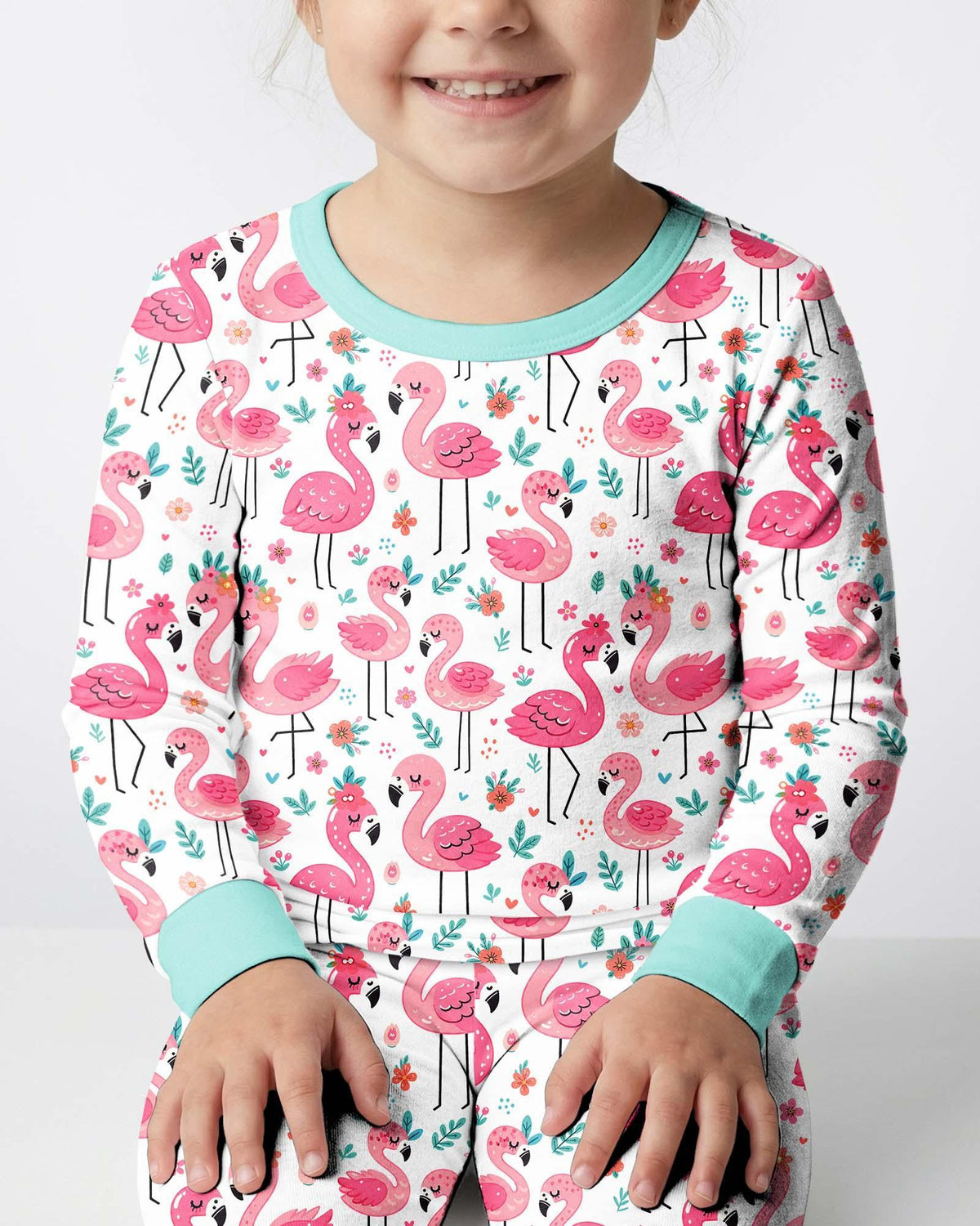 Hello Flamigo Bamboo Two Piece Long Sleeve Pajama Set