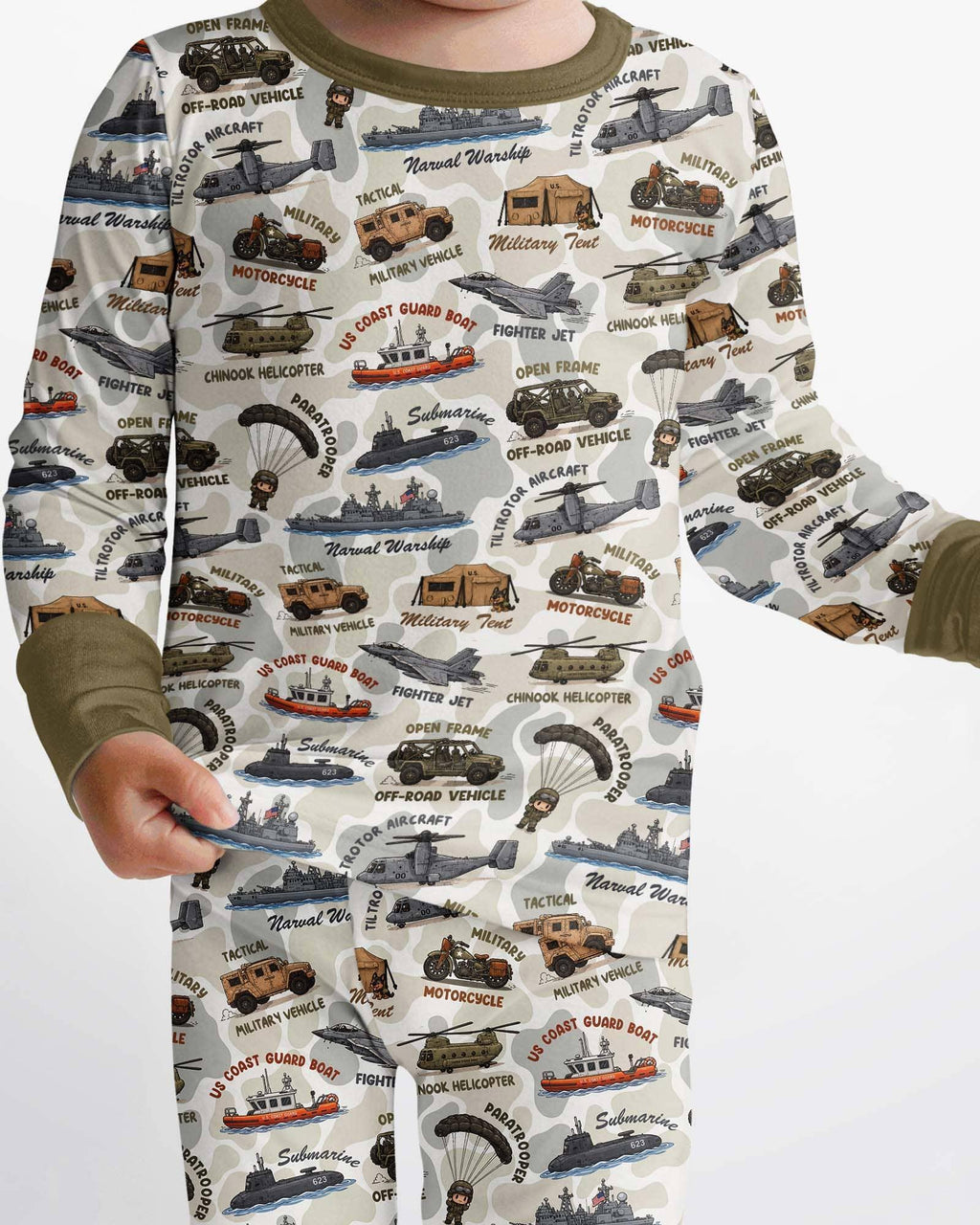 Little Hero Military Family Matching Bamboo Two Piece Long Sleeve Pajama Set