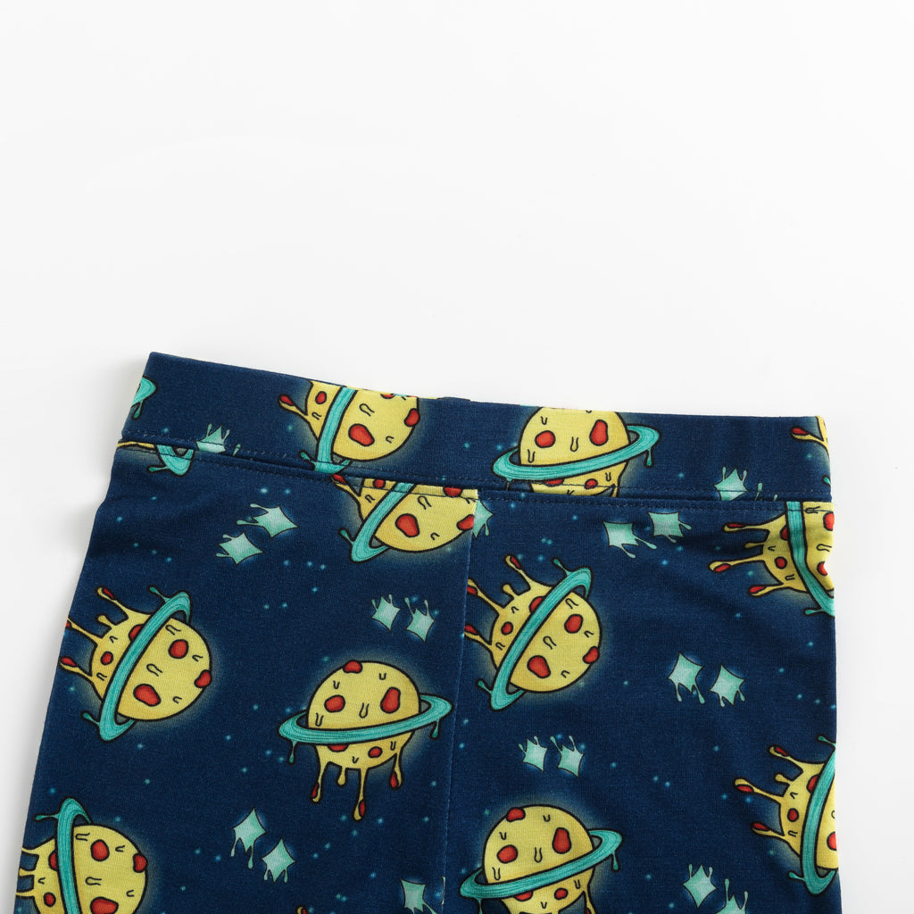 Deep Blue Cartoon Planet Bamboo Two-Piece Pajama Set