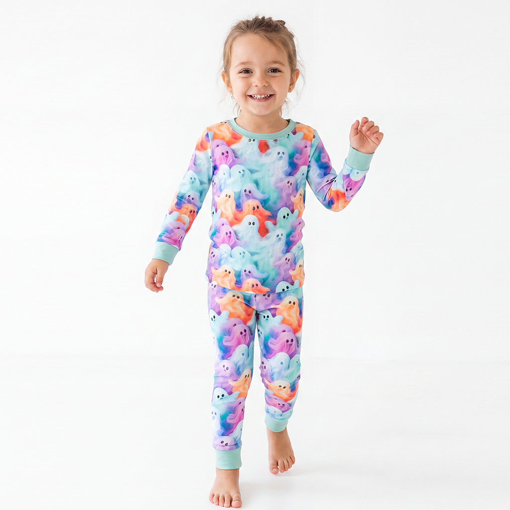 Halloween Rainbow Ghost Bamboo Long Sleeve Pajama Set