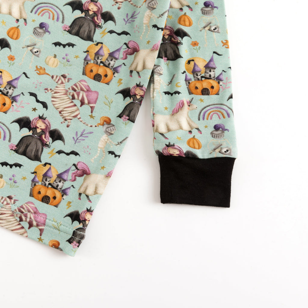 Halloween Witch Pumpkin Castle Bamboo Long Sleeve Pajama Set