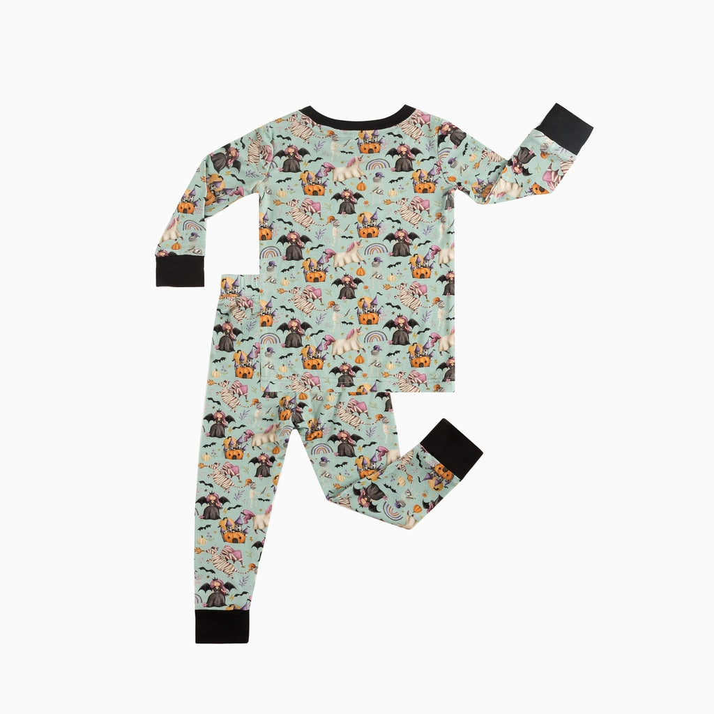 Halloween Witch Pumpkin Castle Bamboo Long Sleeve Pajama Set