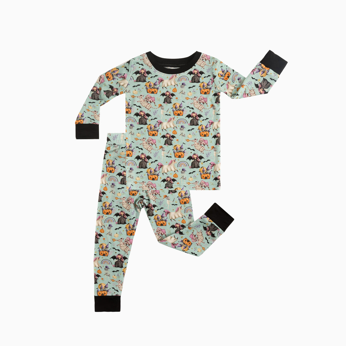 Halloween Witch Pumpkin Castle Bamboo Long Sleeve Pajama Set