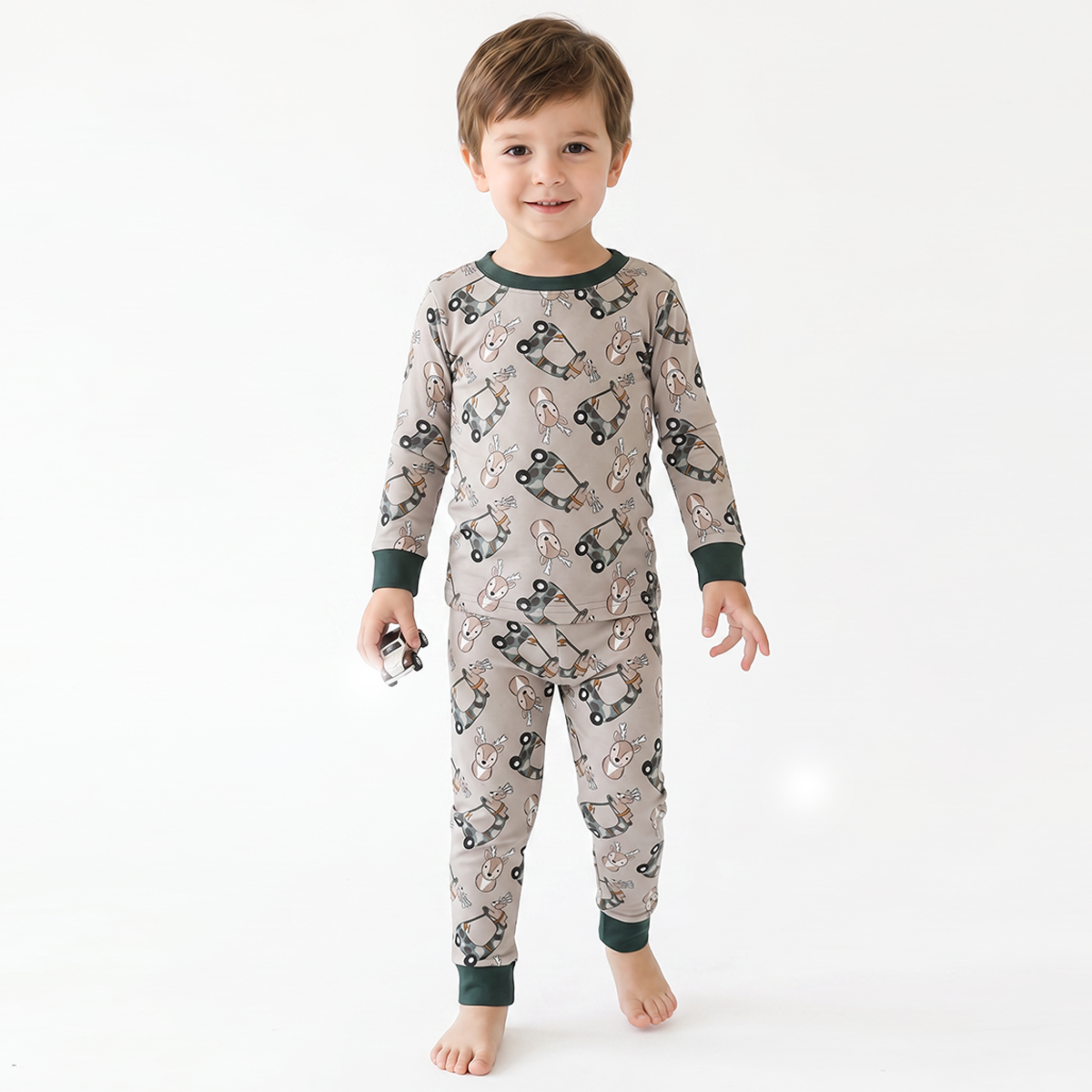 Christmas Deer Car Bamboo Long Sleeve Pajama Set