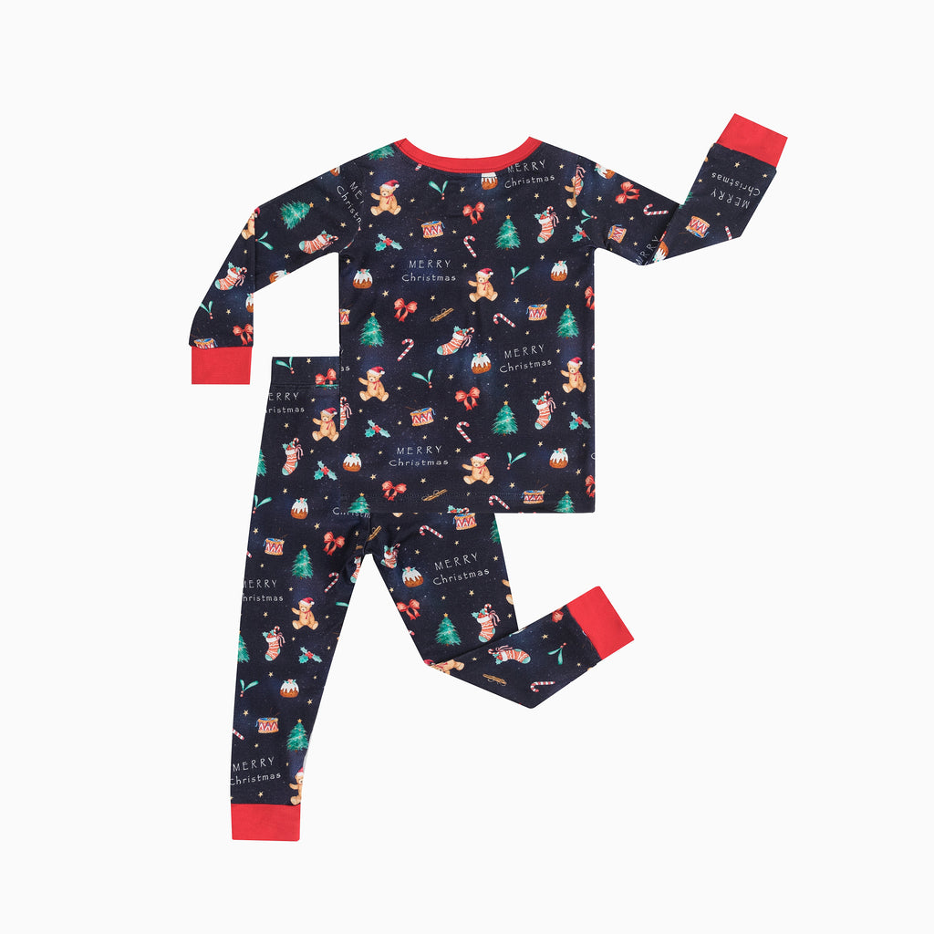 Christmas Holiday Bear Kids Bamboo Two-Piece Pajama Set