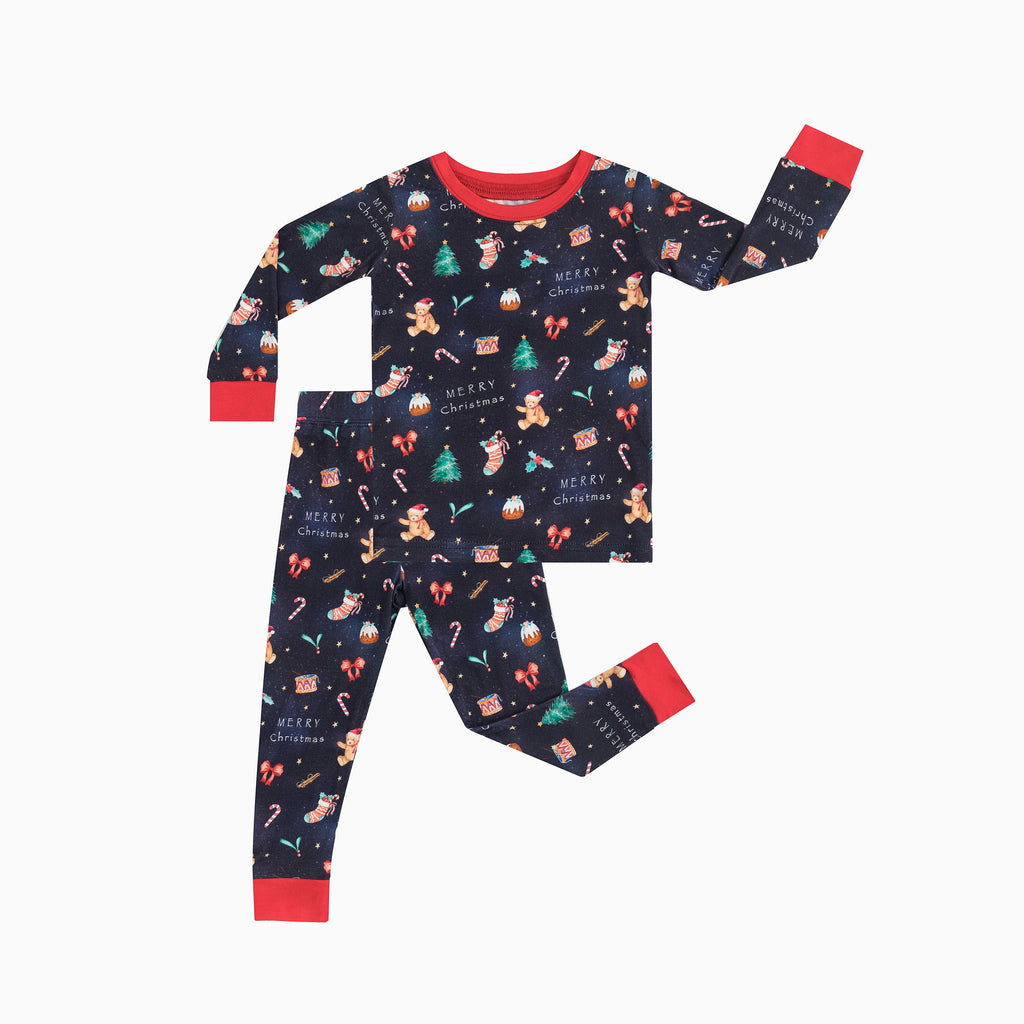 Christmas Holiday Bear Kids Bamboo Two-Piece Pajama Set