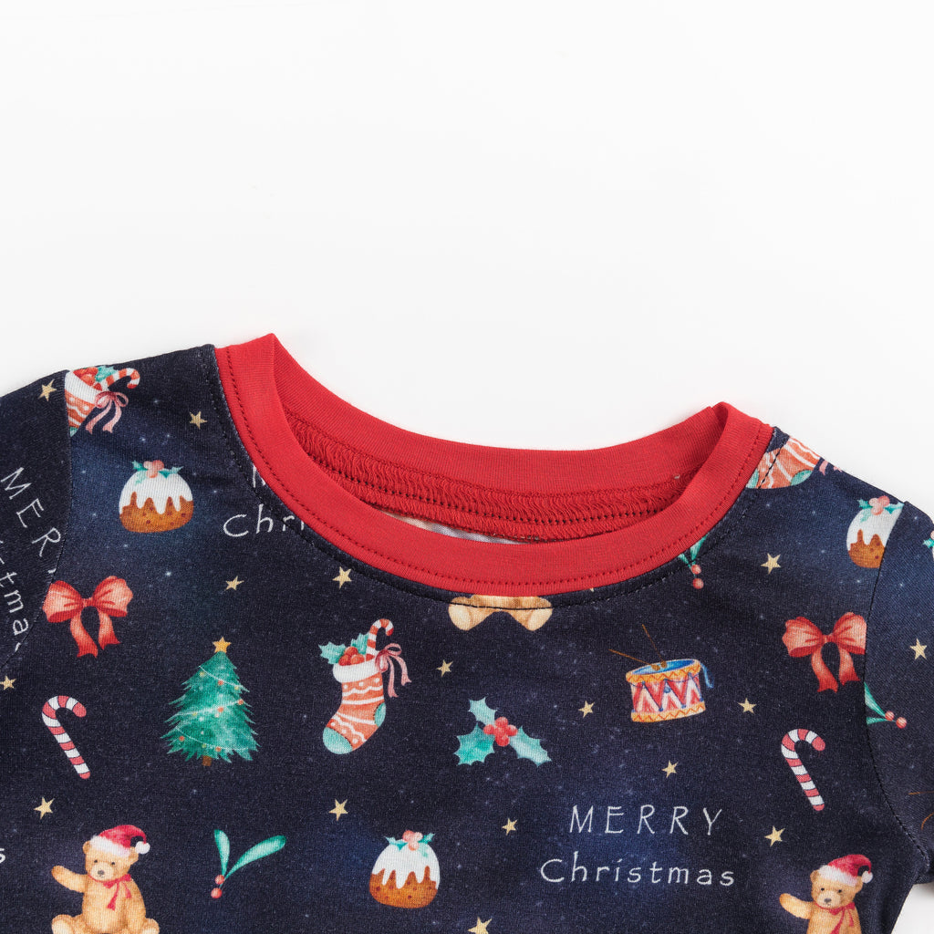 Christmas Holiday Bear Kids Bamboo Two-Piece Pajama Set