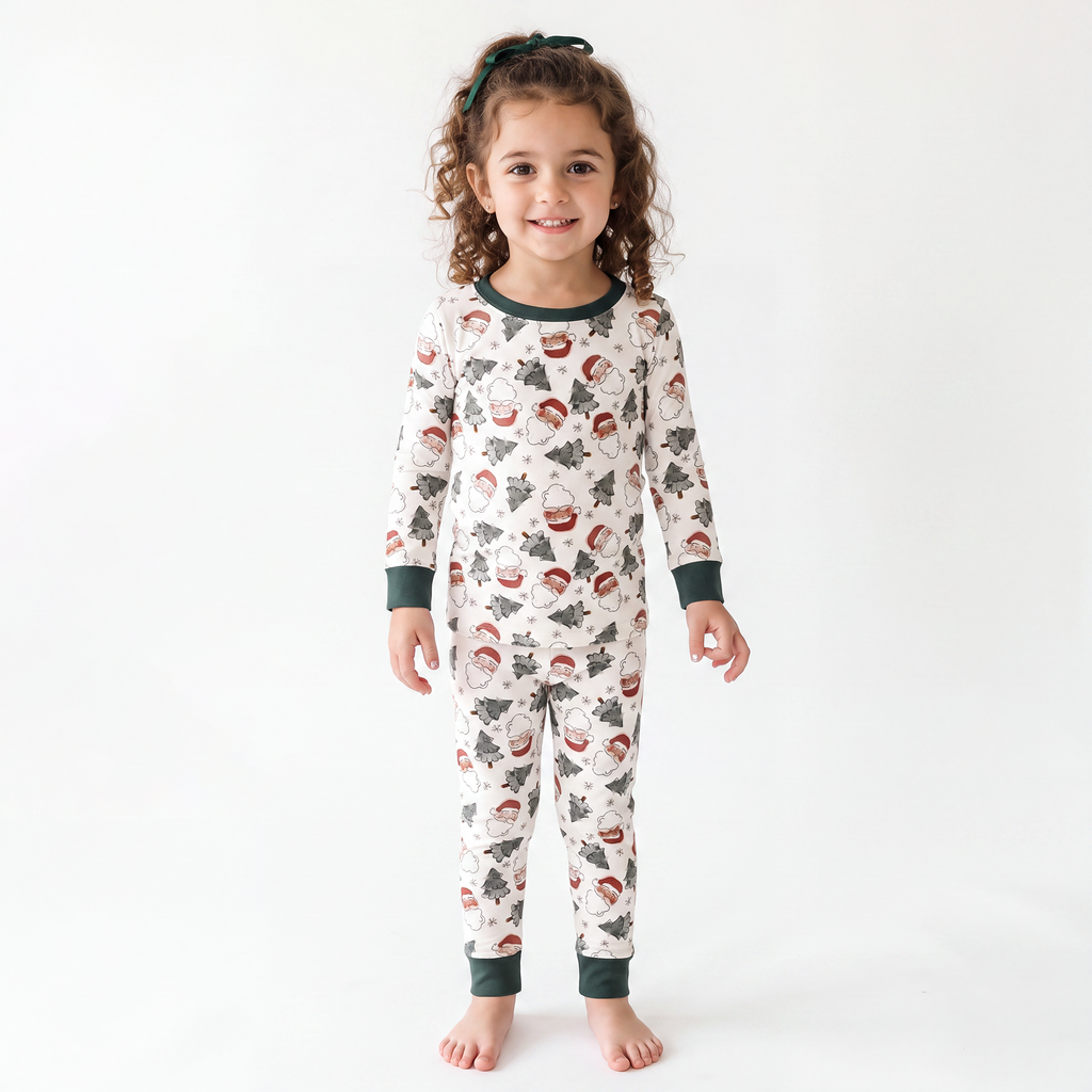 Santa Claus Christmas Tree Bamboo Long Sleeve Pajama Set