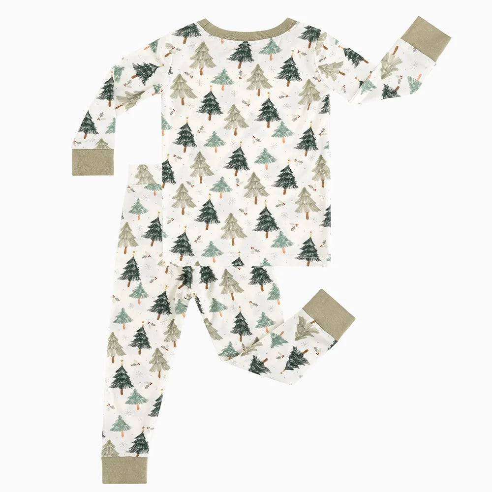 Christmas Tree Green Bamboo Long Sleeve Pajama Set