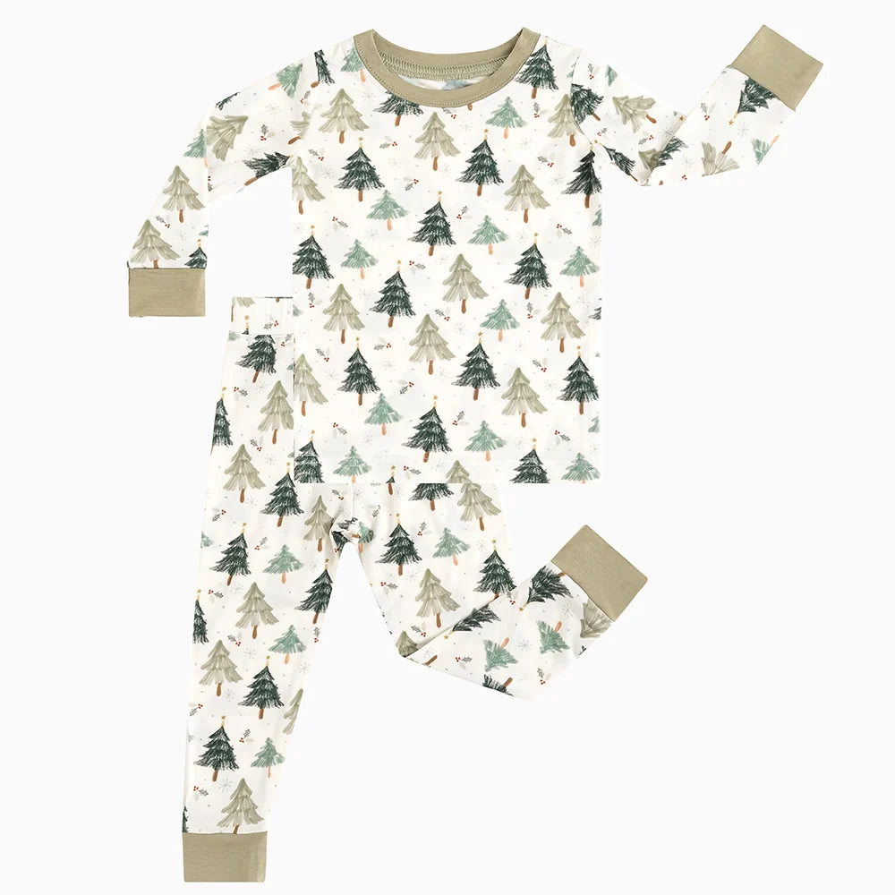 Christmas Tree Green Bamboo Long Sleeve Pajama Set