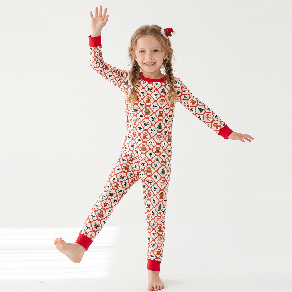 Christmas Plaid Red Bamboo Long Sleeve Pajama Set
