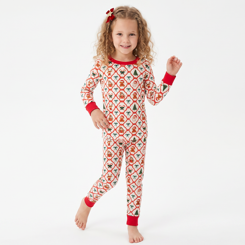 Christmas Plaid Red Bamboo Long Sleeve Pajama Set