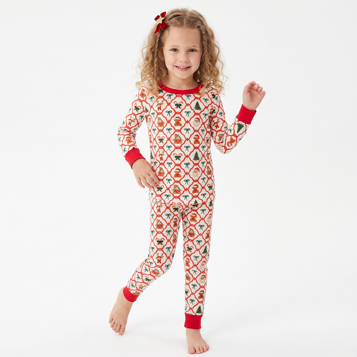 Christmas Plaid Red Bamboo Long Sleeve Pajama Set