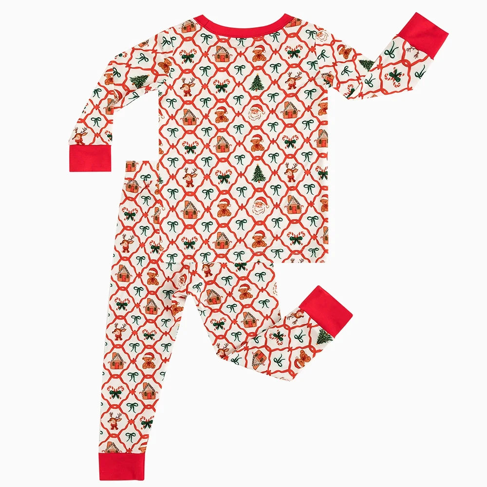 Christmas Plaid Red Bamboo Long Sleeve Pajama Set