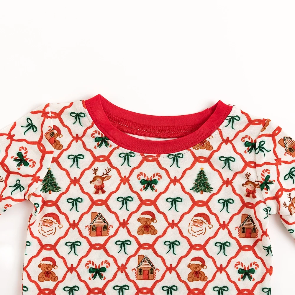 Christmas Plaid Red Bamboo Long Sleeve Pajama Set
