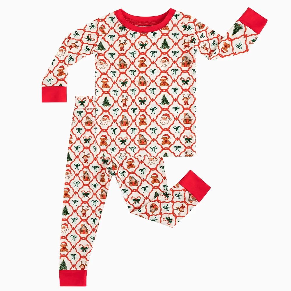 Christmas Plaid Red Bamboo Long Sleeve Pajama Set