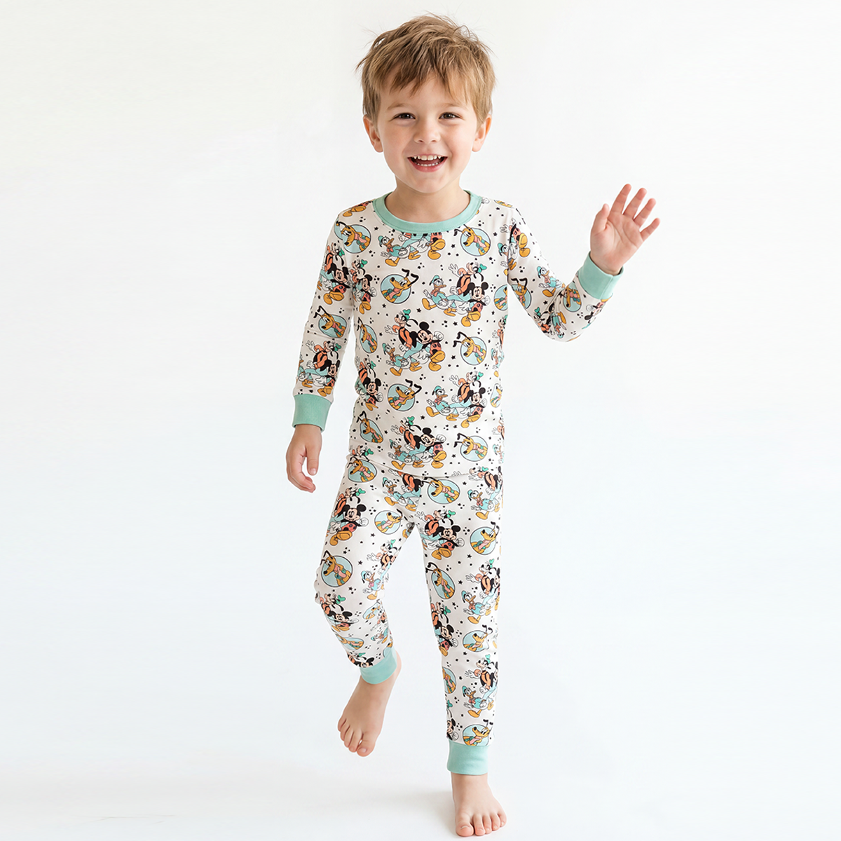 Mouse Dog Duck Kids Bamboo Two-Piece Pajama Set