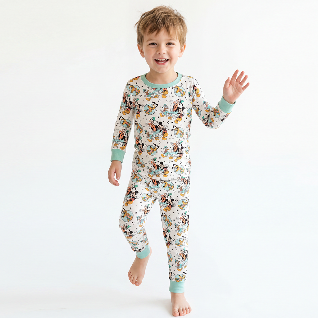 Mouse Dog Duck Kids Bamboo Two-Piece Pajama Set