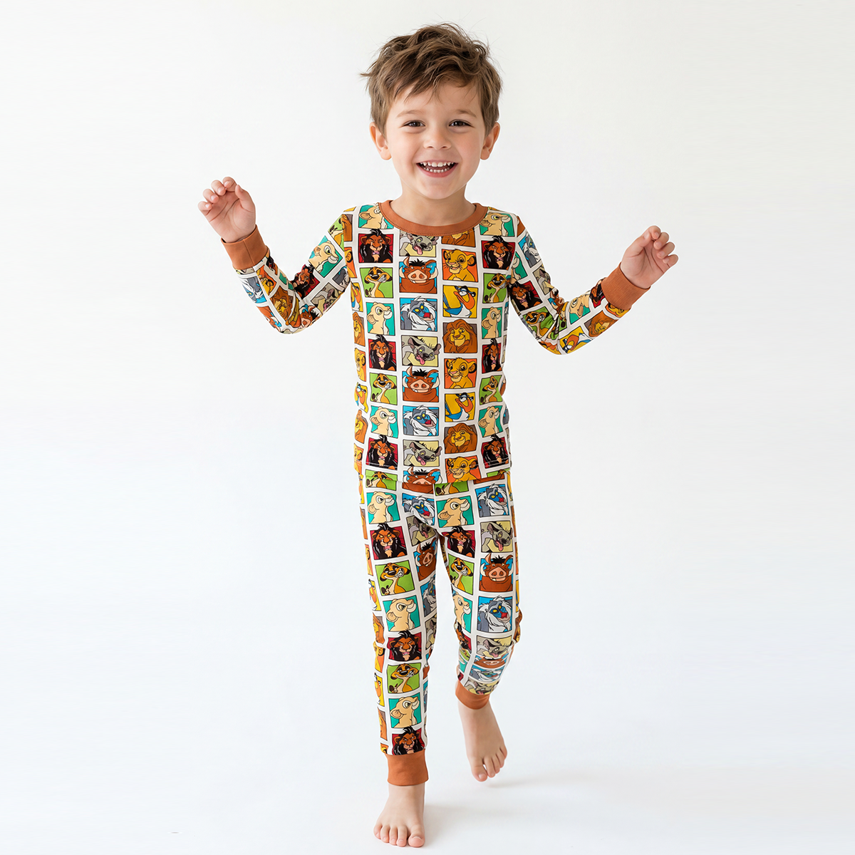 King Lion Brown Kids Bamboo Two-Piece Pajama Set