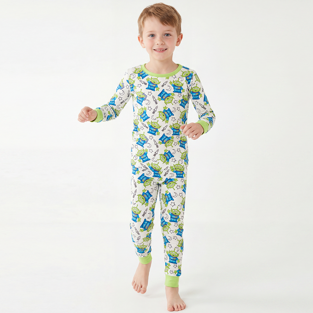 Green Monster Kids Bamboo Two-Piece Pajama Set