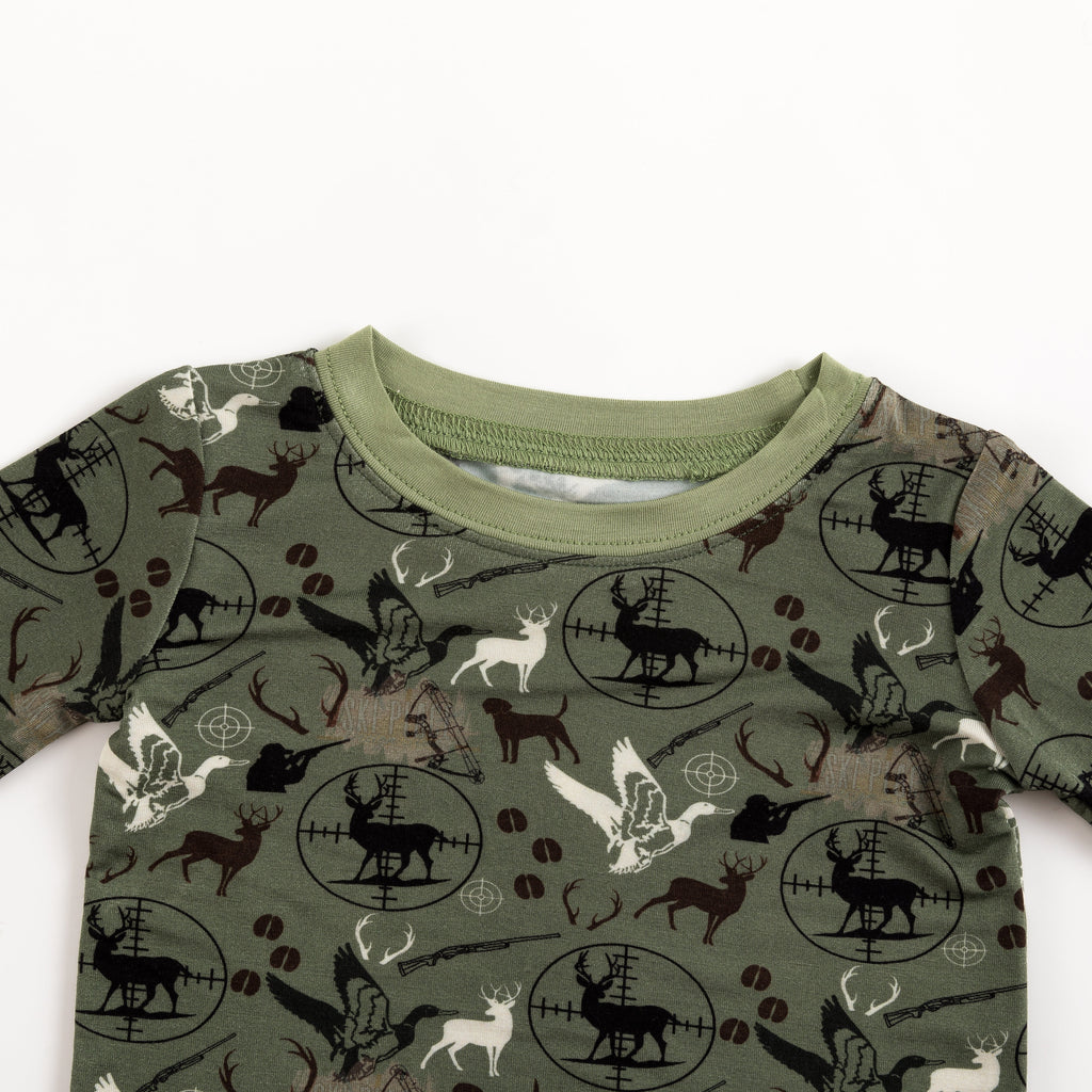 Christmas Hunting Animal Kids Bamboo Two-Piece Pajama Set