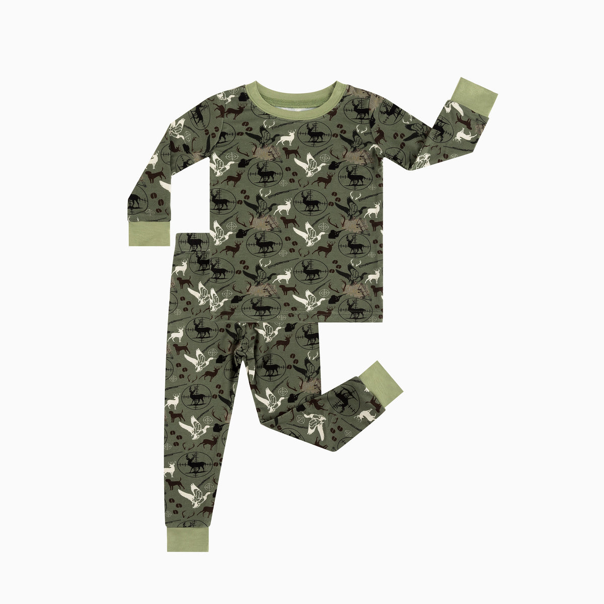 Christmas Hunting Animal Kids Bamboo Two-Piece Pajama Set