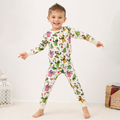 Christmas Alien Friends Checkerboard Kids Bamboo Two-Piece Pajama Set