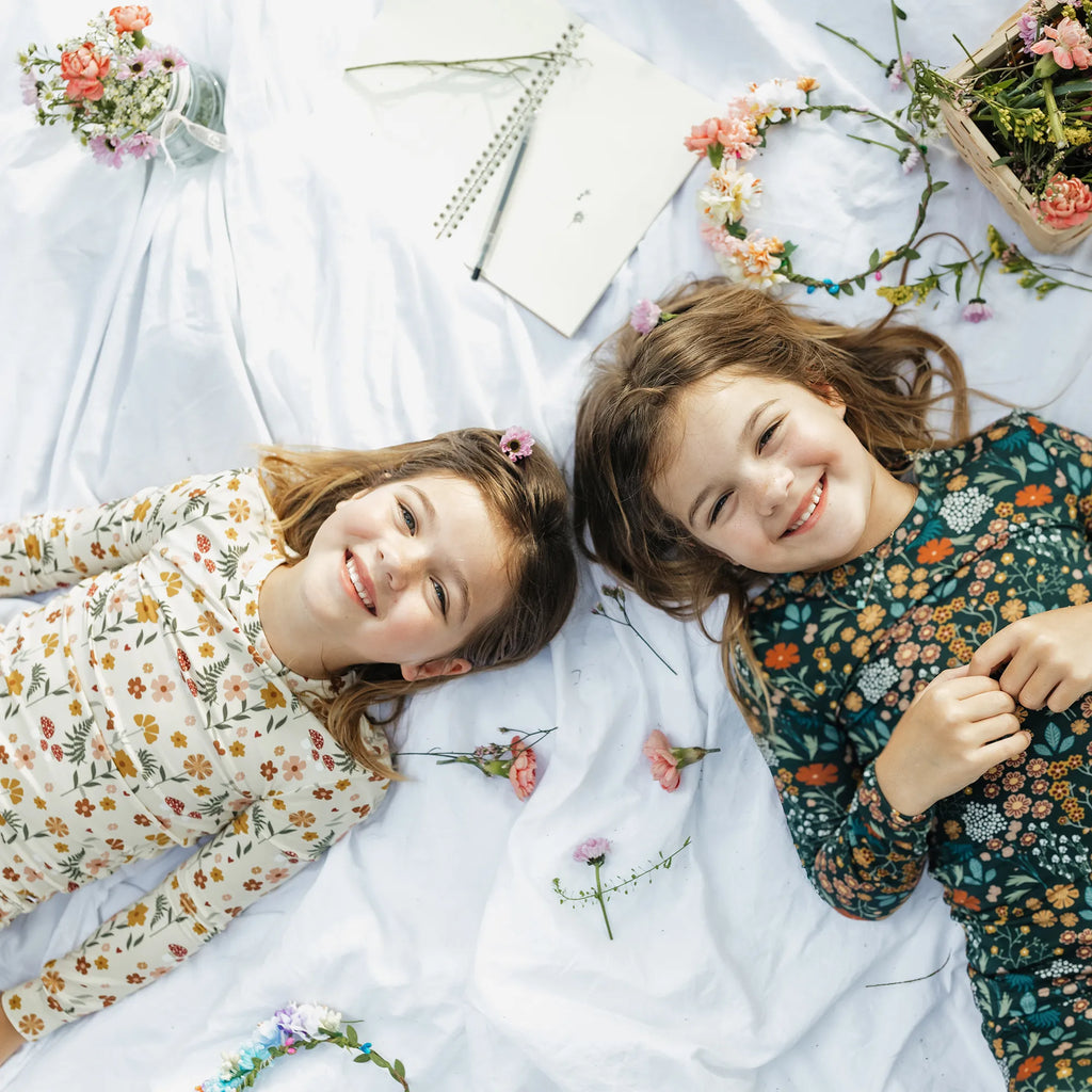 Moonlit Meadow Two-Piece Bamboo Long Sleeve Pajama Kids Pants Set