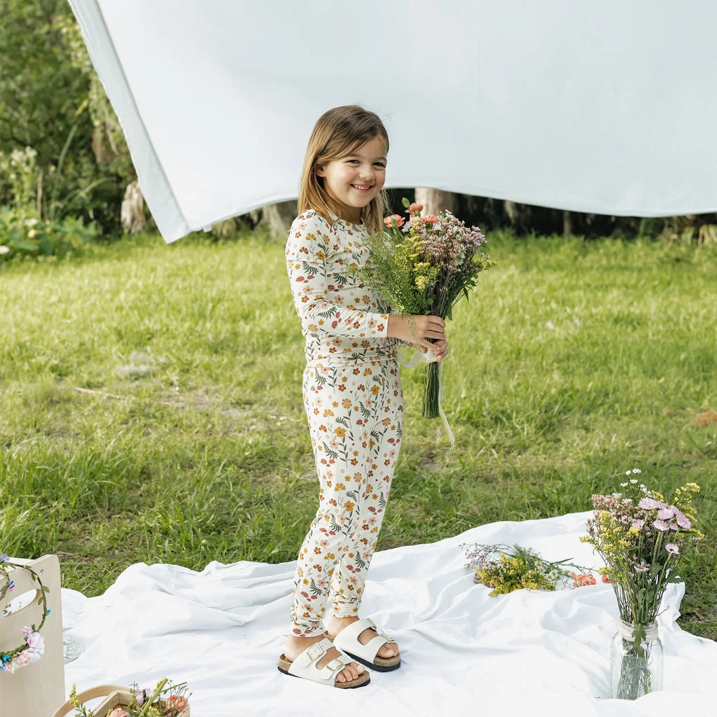 Toadstool Garden Two-Piece Bamboo Long Sleeve Pajama Kids Pants Set