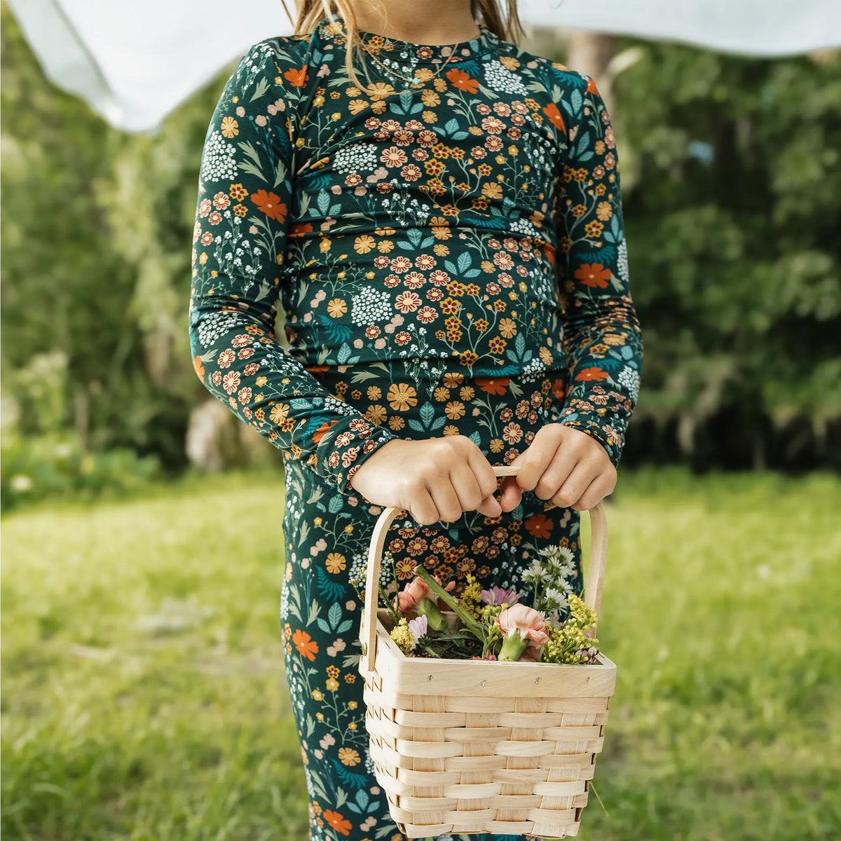 Moonlit Meadow Two-Piece Bamboo Long Sleeve Pajama Kids Pants Set