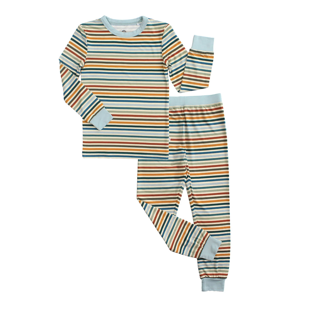 Autumn Stripes Two-Piece Bamboo Long Sleeve Pajama Kids Pants Set