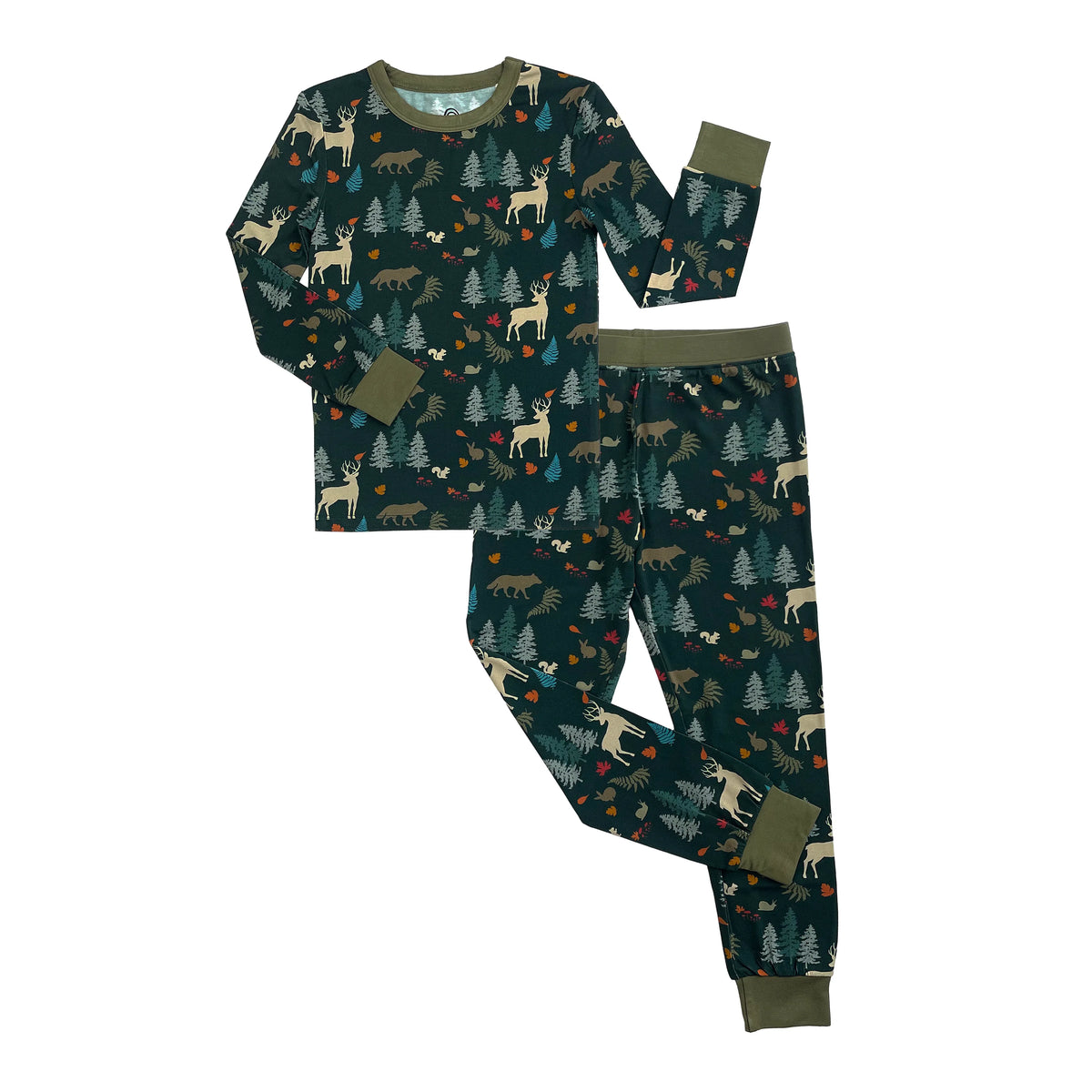 Midnight Forest Two-Piece Bamboo Long Sleeve Pajama Kids Pants Set