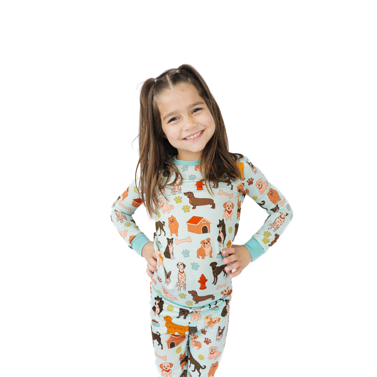 Dogs Bark Two-Piece Bamboo Long Sleeve Kids Pajama Pants Set