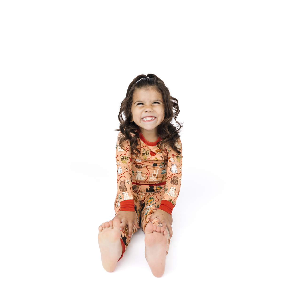 Cats Meow Kids Two-Piece Bamboo Long Sleeve Kids Pajama Pants Set