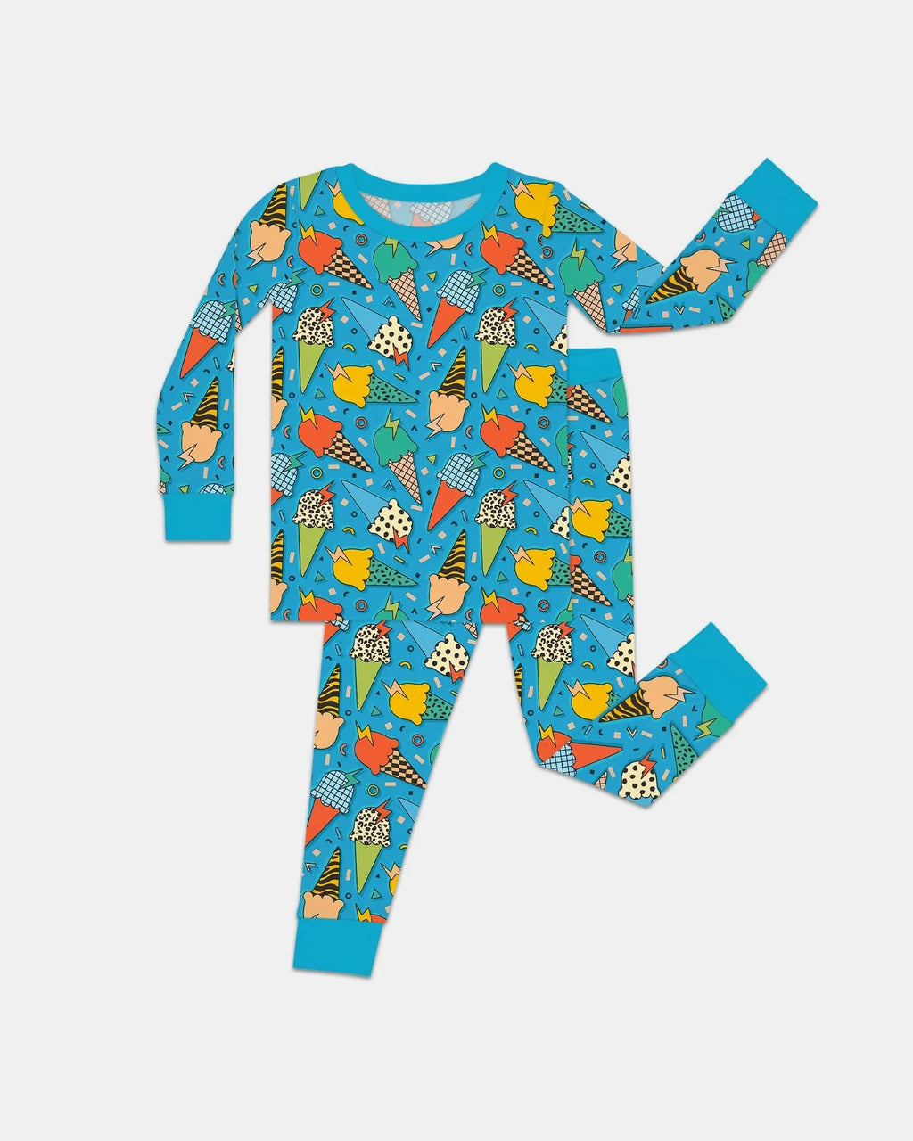 Summer Retro Ice Creams Family Matching Bamboo Two Piece Long Sleeve Pajama Set