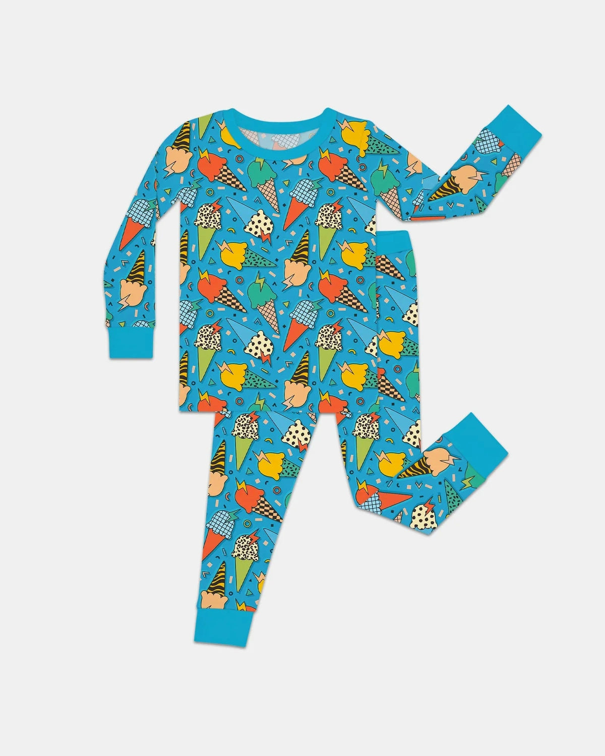 Summer Retro Ice Creams Family Matching Bamboo Two Piece Long Sleeve Pajama Set