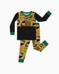 Kente Vibes Family Matching Bamboo Two Piece Long Sleeve Pajama Set