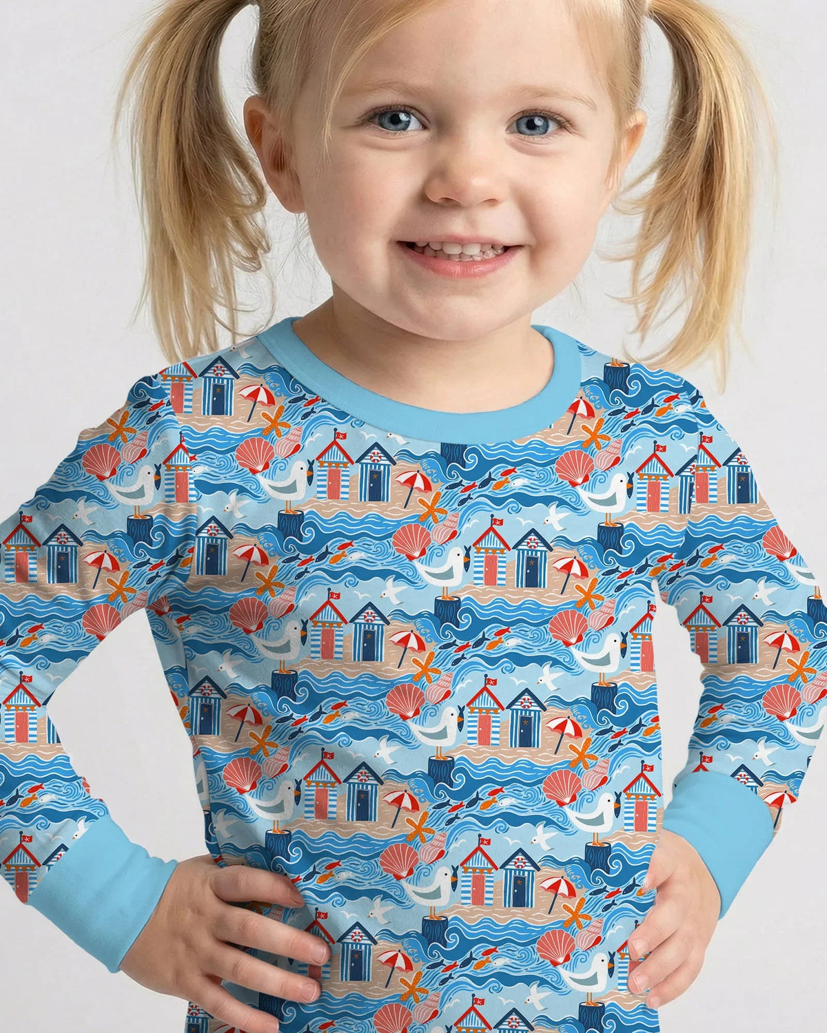 Little Beach Day Bamboo Two Piece Long Sleeve Pajama Set