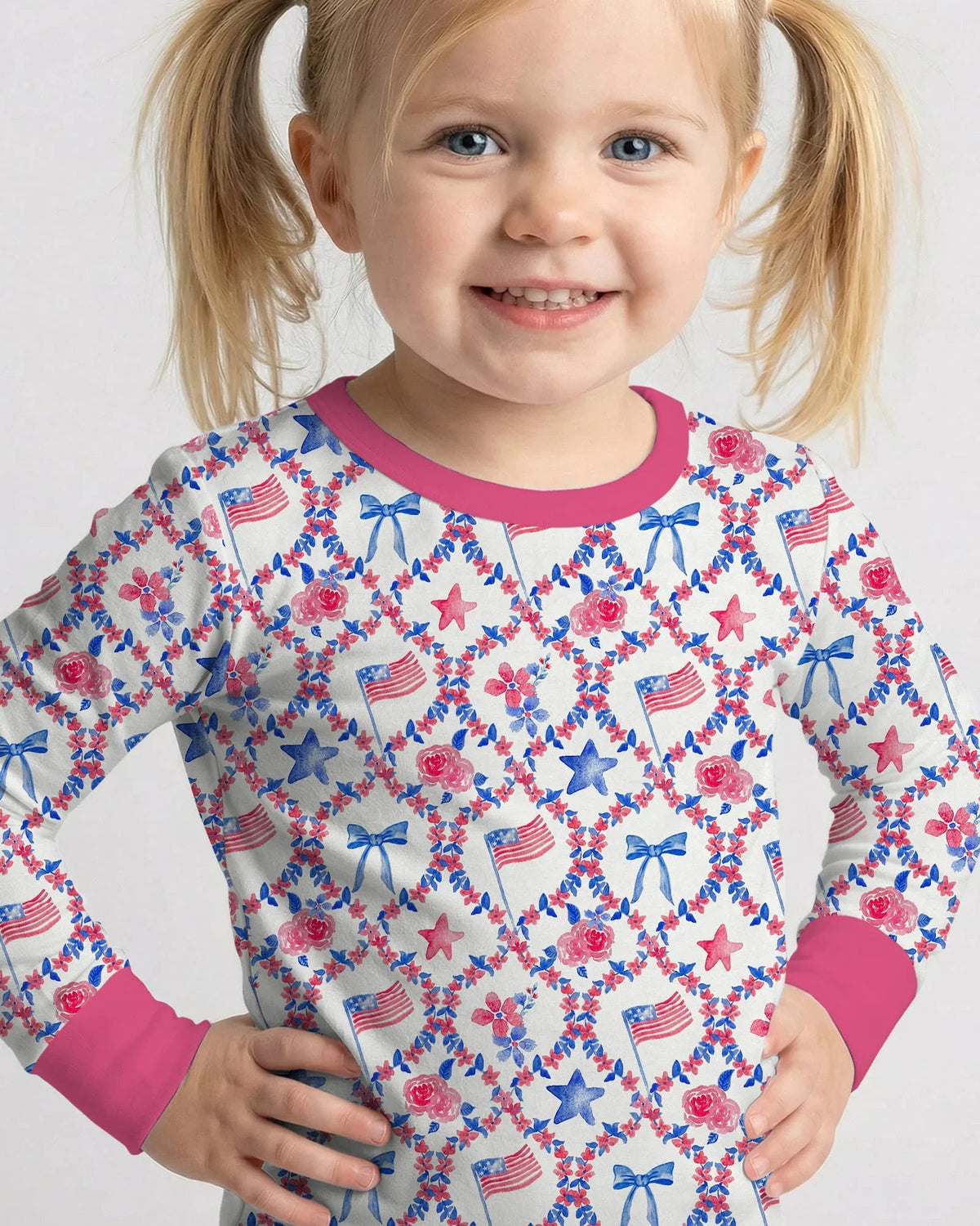 Americana Bloom Two Piece Long Sleeve Pajama Set