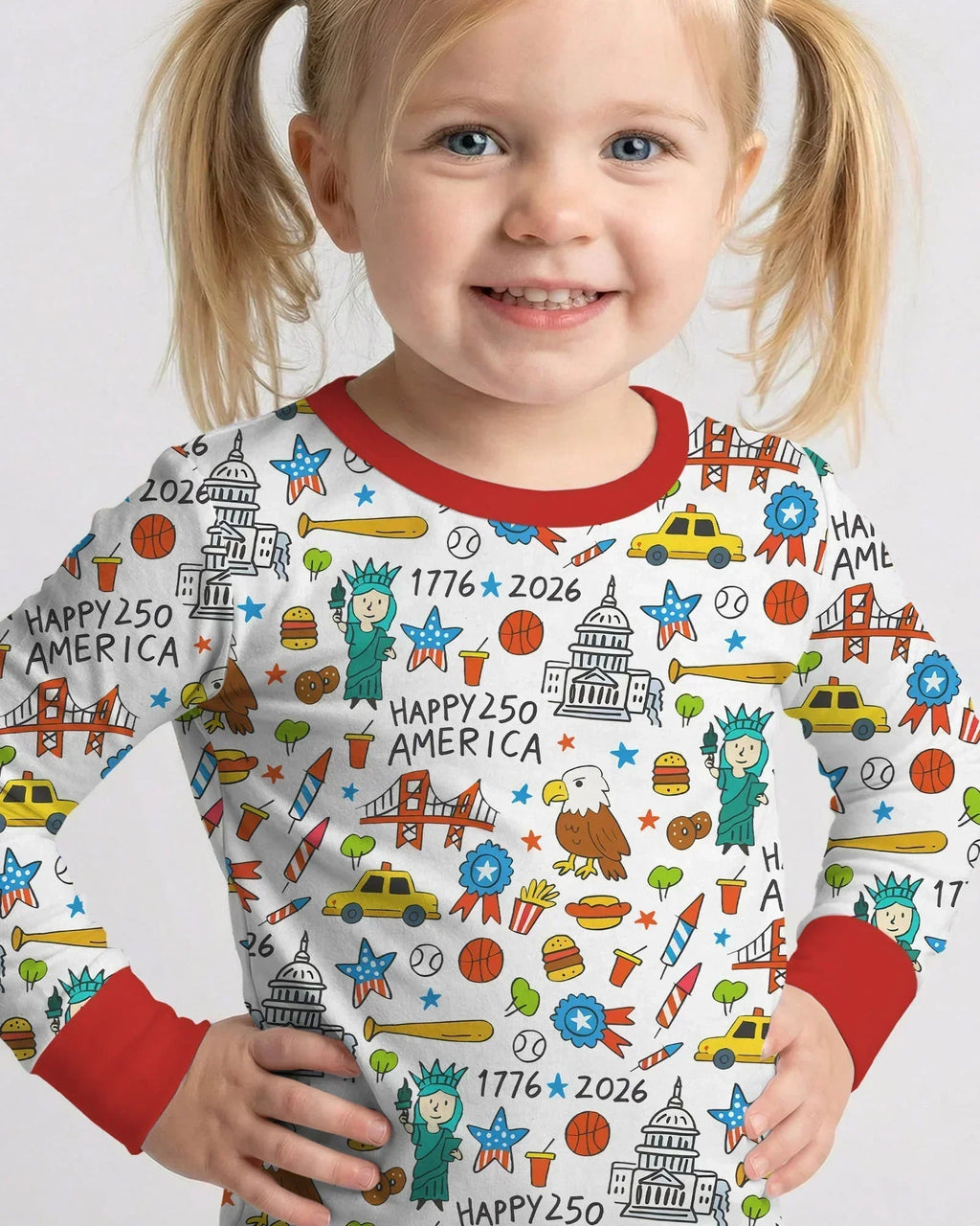 Happy 250 America 7626 Bamboo Two Piece Long Sleeve Pajama Set