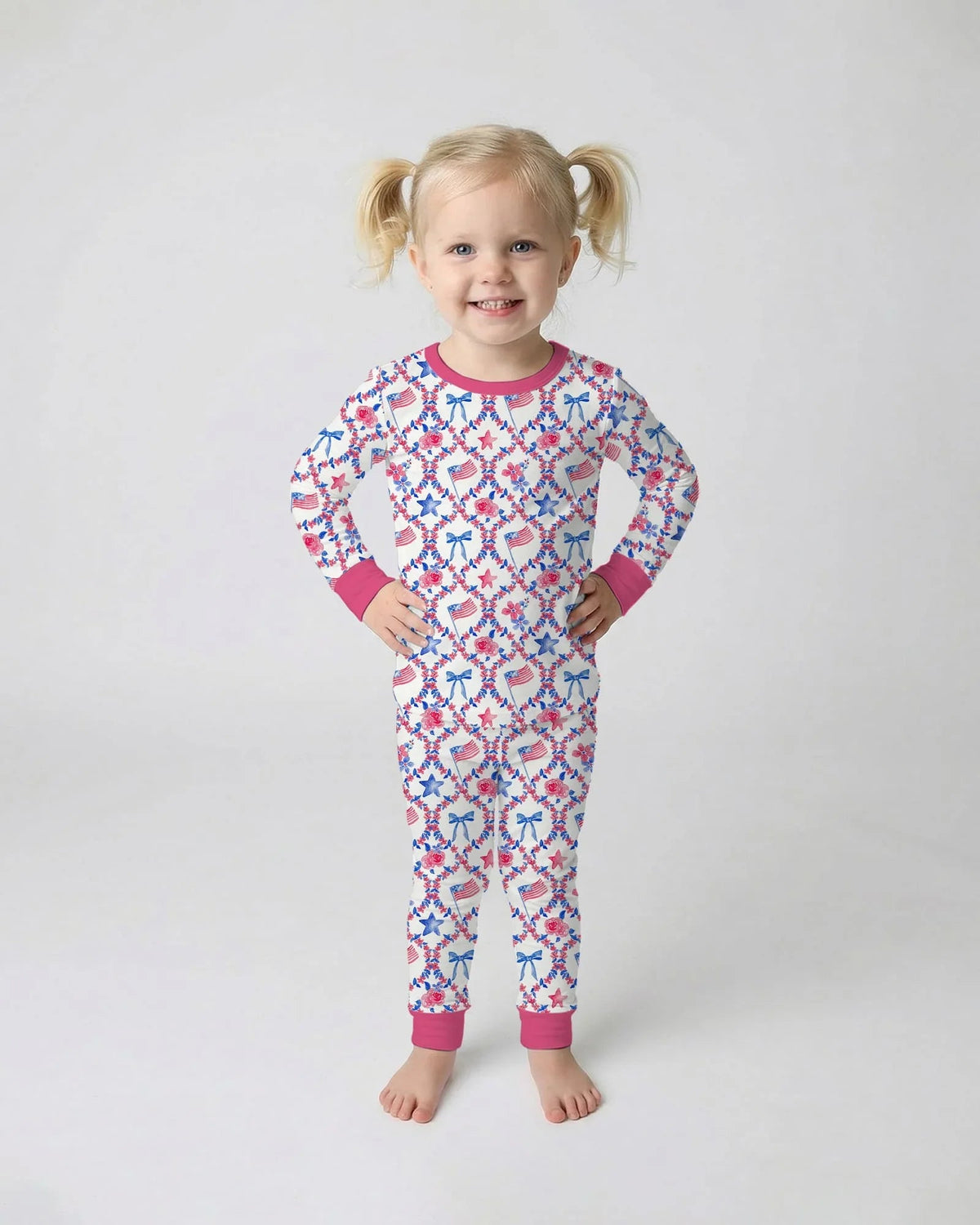 Americana Bloom Two Piece Long Sleeve Pajama Set