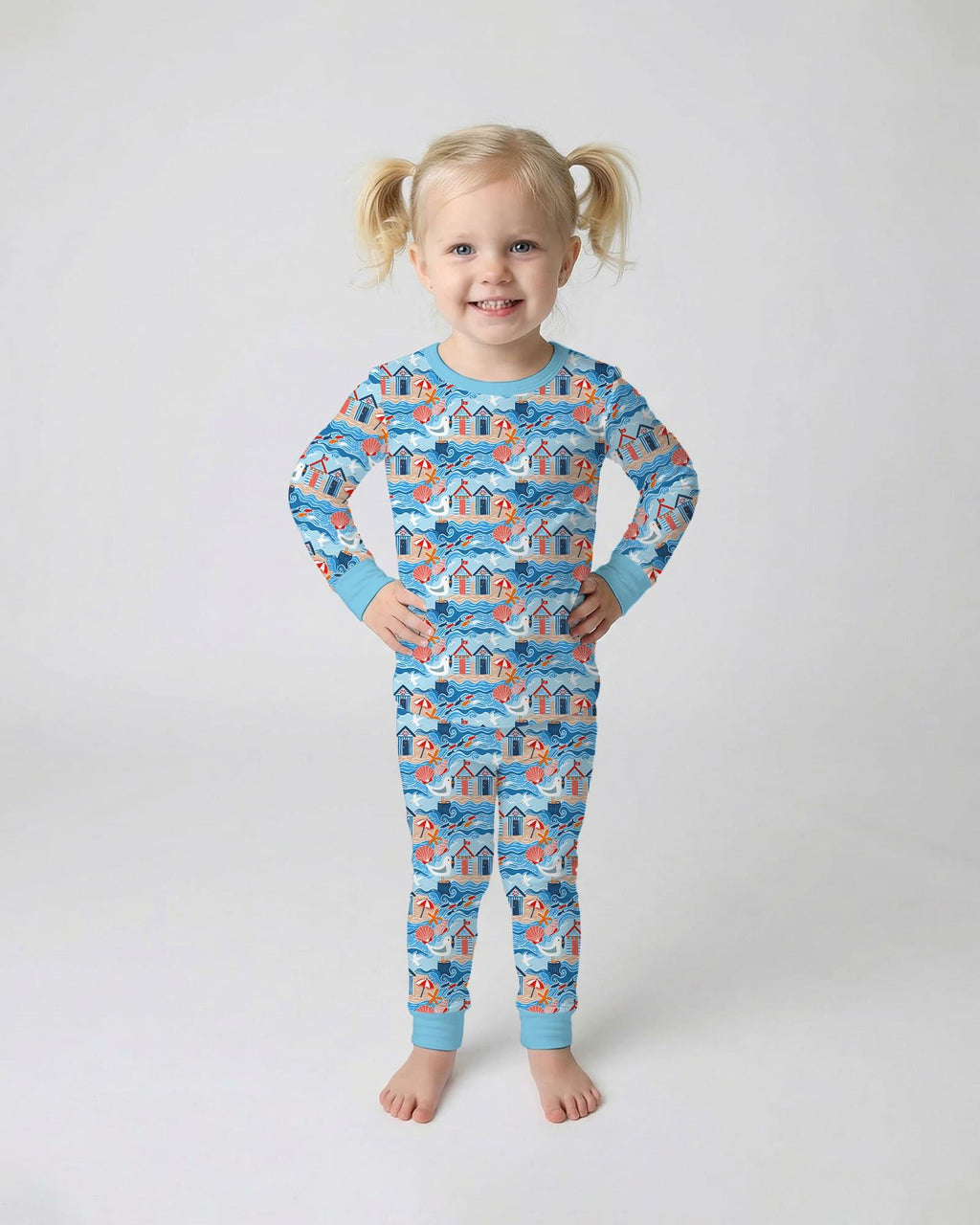 Little Beach Day Bamboo Two Piece Long Sleeve Pajama Set
